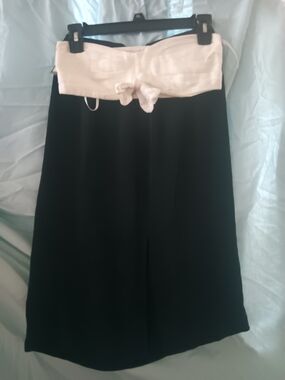 Black Midi Skirt with White Crop Top